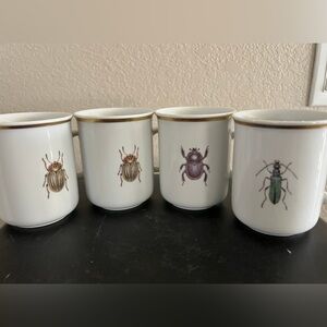 Set Of 4 Gilitzer Porzellan Gold Trim Germany Mugs